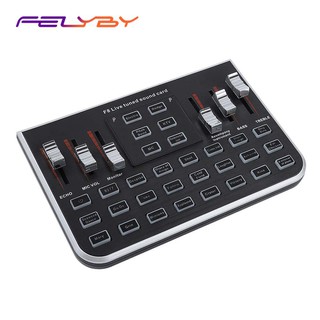 FELYBY Live Sound Card Portable Mobile Audio Mixer Karaoke Sound Mixer Sound Card for Live Broadcast