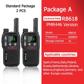 RB618 Mini Walkie Talkie Rechargeable Walkie-Talkies 1 or 2 pcs PTT PMR446 Long Range Portable Two-w