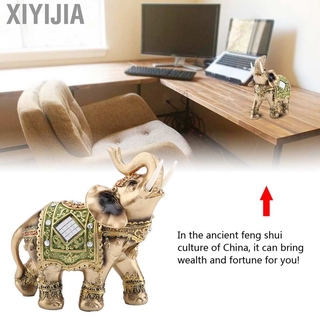 [Xiyijia] Lucky Feng Shui Green Elephant Statue Sculpture Wealth Figurine Gift Home Decoration
