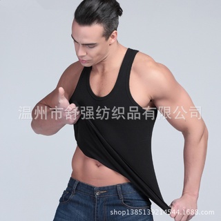 ✣♣♝Men s vest elastic tight-fitting solid color sports vest custom-made men s summer slim bodybuildi