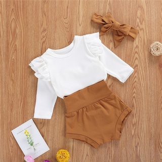 Baby clothingSpring Autumn Newborn Baby Boys Girls Clothes Sets Ruffles Long Sleeve Solid Romper