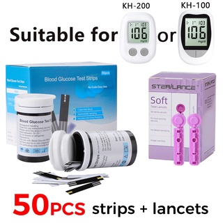 YOUWEMED 50pcs Blood Sugar Test Strips 50pcs Lancets (No monitor, only suitable for KH-100 / KH-200 glucometer)