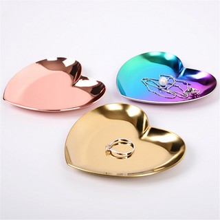 Heart Shaped Jewelry Serving Plate Metal Tray Storage Arrange Fruit Tray Home Rose Gold (1)