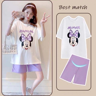 Summer New Maternity Clothes Cartoon Printing Short-sleeved T-shirt Casual Pregnant Women Shorts Two-piece Maternity Clothes