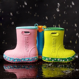 Cheerful Mario Children Rain Boots Baby Boy Girl EVA Non-slip Outdoor Rainboots Kids Waterproof Shoe