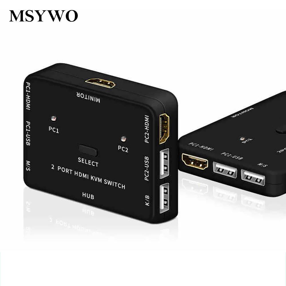 KVM Switch 2 In 1 Out HDMI For Shared Black 1080P Trendy (9)