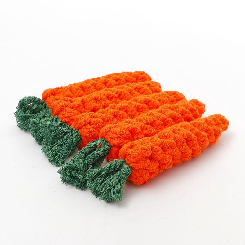 Spot wholesale carrot pet toy cotton rope knot bite-resistant dog toy woven rope pet supplies