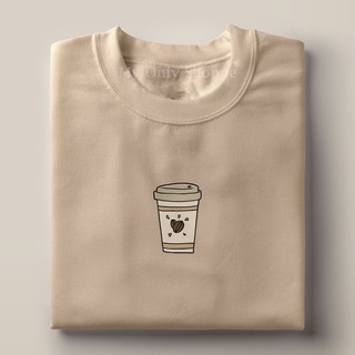 Aesthetic Minimalist Tshirt Basic Classic Graphic Tee Coffee Burger Fries MilkTea Khaki Color Unisex (1)