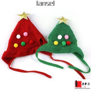 LANSEL Cute Christmas Pet Hat Christmas Tree Shape Windproof Hat Pet Cap Triangle Scarf Hats Funny Cat Headgear Party Dog Headgear Funny Clothes Winter Warm Hats ​/Multicolor