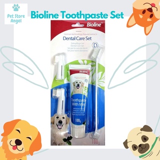 【Ready Stock】✌All in One Dog Toothpaste Set Bioline Dental Care for pet Dogs Dog Toothbrush