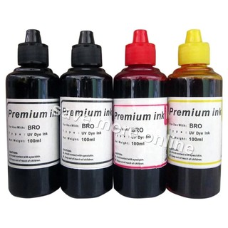 Premium UV Dye Ink compatible w/ Brother Set of 4 (Black/Black/Yellow/Magenta)