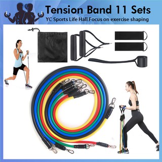 11pcs Set Pull Rope Fitness Exercises Resistance Bands Latex Tubes Pedal Excerciser Body Training...
