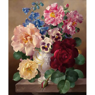 Flower Canvas Paint By Number Kit Oil Painting DIY Decor