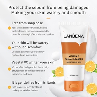 beauty✘LANBENA Vitamin C Facial Cleanser Whitening Face Wash Dark Sopt Moisturizier Collagen Oil Con (3)
