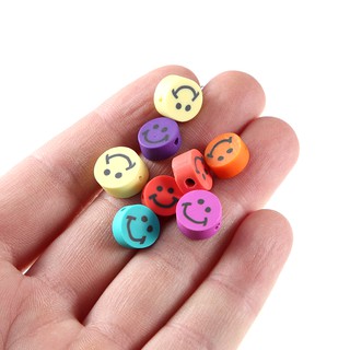 100PCS Smiley face Polymer Clay Beads Spacer Charm Beads DIY Jewelry Making