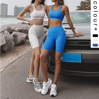 NEW ARRIVAL Yoga Sets 2PCS Fitness Suits Shockproof Bra&High Stretchy Shorts Gym Clothing Sportswear Female Nylon Sports Tracksuits