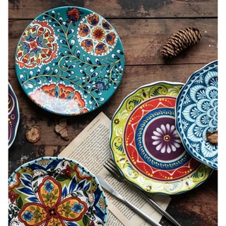 Ceramic hand painted peacock Ins ceramic Moroccan Plates
