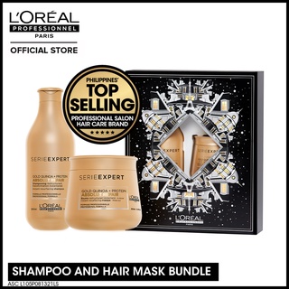 [Hair Care Gift Set] L'Oreal Serie Expert Absolut Repair Gold Shampoo and Hair Mask for Damaged Hair