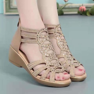♠∈Sandals women s summer 2021 new fashion outer wear Roman women s shoes wedge heel middle-aged moth