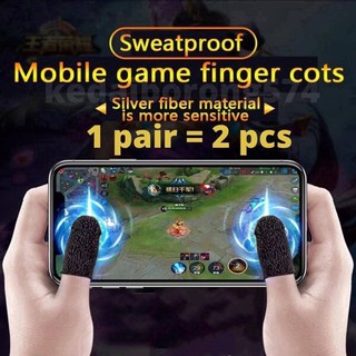 gamingஐ❁Asseenontv #1 Pair (2pcs) Gamers Sweatproof Gloves Mobile Finger Sleeve Touchscreen Game Con