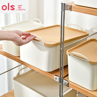 OLS Japanese Style Multifunctional Storage Shelf Organizer Plastic Container Box With Lid Handle (4)