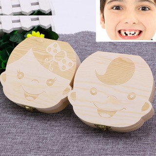 Kids Tooth Box Organizer Baby Save Milk Teeth Wood Storage Box For Boy&Girl