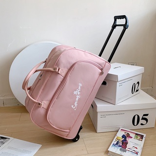 Foldable Bags Luggage Bag with Pulley Women's Short Business Trip Large Capacity Travel Bag Portable
