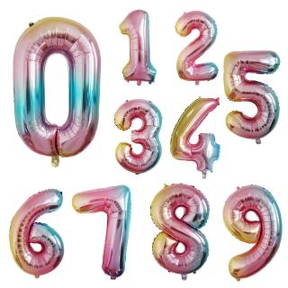 1set 32inch Rainbow Number Foil Digit Air Balloons Crown For Kid Boys Girls Happy Birthday Balloon Party Baby Shower Decorations Party Needs (6)