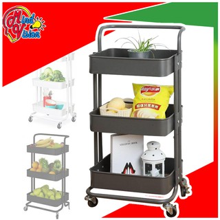 [ ]3-Tier Kitchen Utility Trolley Storage Cart Shelf Rack Organizer Black HcTv