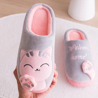 Korean couple cotton slippers cute cat indoor slippers