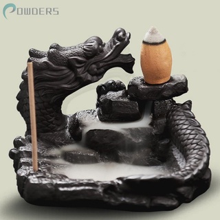 Temple Clean air Decoration Office Dragon Waterfall +10x Cone Incense Burner (4)