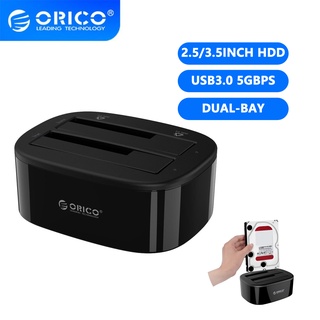 ORICO HDD Docking Station Dual Bay HDD Docking Station USB 3.0 Hard Disk Drive External Enclosure for 2.5/3.5 inch HDD/SSD Adapter Case(6228US3-BK)