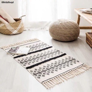 ◕Retro Bohemian Hand Woven Cotton Linen Carpet Tassel Rug Geometric Floor Mat Bedroom Tapestry