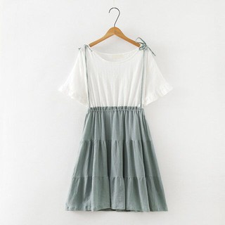 Forest Style Sweet Jumper skirt Knee-length Dress dresses (1)