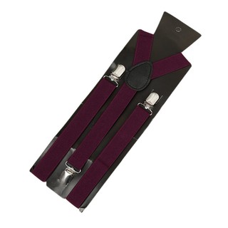 Unisex Clip on Suspender Back Formal Adjustable Braces, Red wine (4)