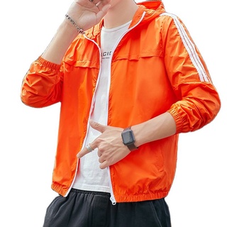 Orange Cycling Jacket Safety Warning Summer Outdoor Sports Men's Hooded Jacket Sunscrean Campus Stud