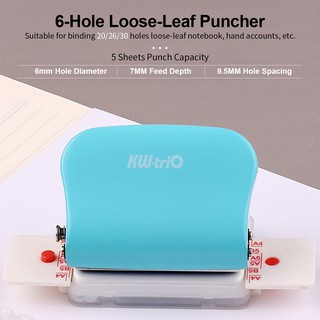 [In Stock] KW-trio 6-Hole Paper Punch Handheld Metal Hole Puncher 5 Sheet Capacity 6mm for A4 A5 B5 Notebook Scrapbook Diary Planner