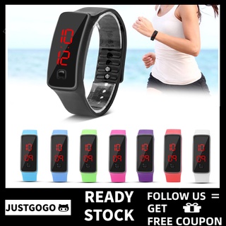 Justgogo LED Watch Sports Silicone Strap Digital 12-Hour Dial Electronic Display Wristwatch