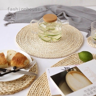 Straw Weave Water Hyacinth Round Placemat Cup Mug Table Mat