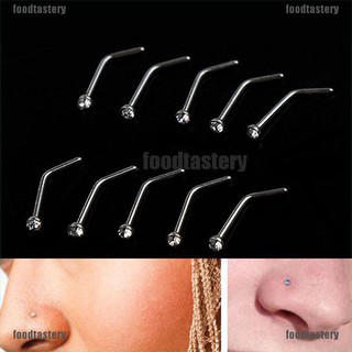 【COD•FTY】10Pcs Rhinestone Stainless Steel Screw Nose Hoop Ring Stud Body Pierc