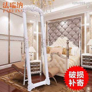 European style Full-length mirror, full-body floor mirror, carved three-dimensional mirror, American dressing mirror, wall-mounted mobile fashion mirror