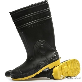 Rain Shoes bota for men Water Proof Black Rain Boots with Yellow Sole