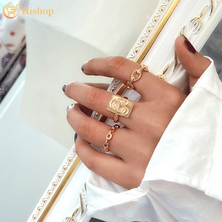 3pcs/set Fashion Retro Women Ring Set Personality Simple Gold Ring Women Jewelry Accessories