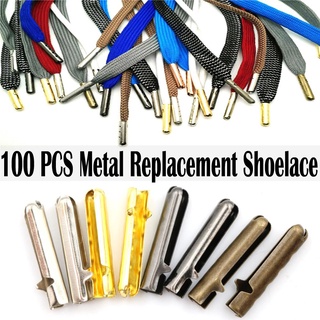 100 PCS Metal Replacement Shoelace Shoe Lace Aglet Tip Head Aglets End