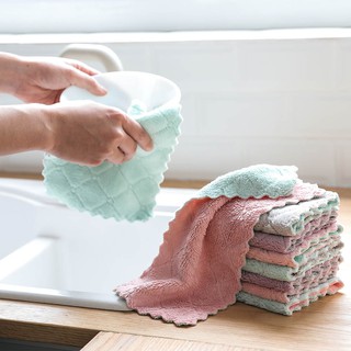 Super Absorbent Microfiber Kitchen DishCloth Non-Stick Oil Coral Fleece Towel Kitchen Dishwashing Rag Household Cleaning Cloth
