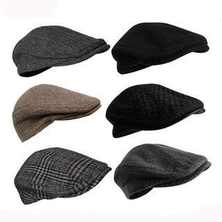 ☽●◇Black diagonal stripes big head cap male 】 【 young and middle-aged men qiu dong beret restor