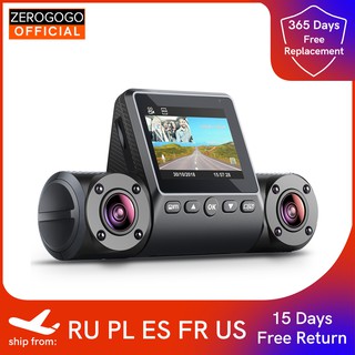 ZEROGOGO Dual Dash Cam Cabin with GPS Dual Lens Car Camera Front and Inside Video Recorder Full HD