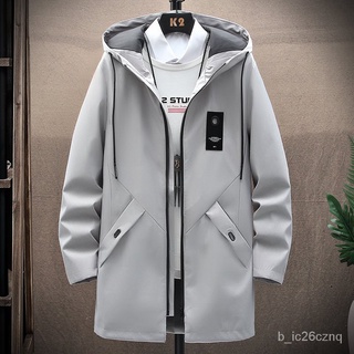 Mens Casual Long Jackets And Coats 2021 Hooded Streetwear Hip Hop Windbreaker Outwear aFQm1