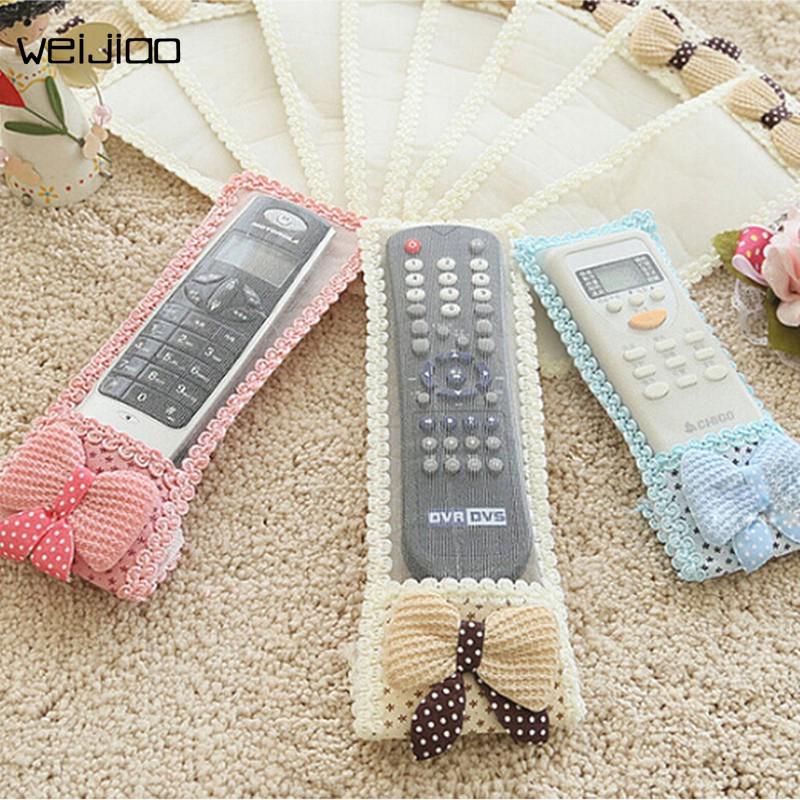 WEIJIAO 1X Bowknot Lace Remote Control Dustproof Case Cover Bags TV Control Protector (1)