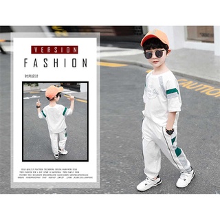 ★Ready Stock★Children's Clothing Boys Summer New Korean-Style Sports Short-Sleeve Two-Piece Set Men and Treasure Big Boy Dashingly Handsome-Clothing Men's Leisure Suit Set-Style (9)